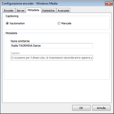 Windows Media Encoder - Metadata Tab